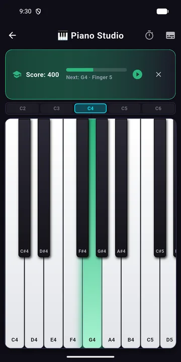 A piano lesson in progress