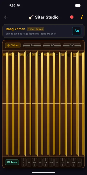Sitar with frets and strings